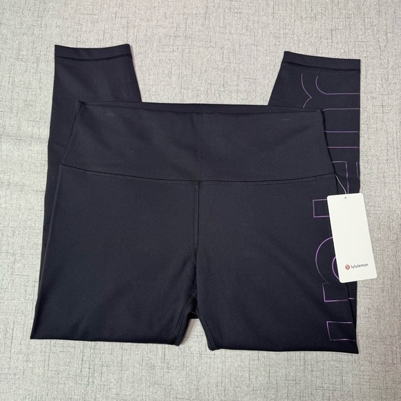 Lululemon Wunder Train High Rise Tight Athletic Legging Black Graphic Logo 14 - Picture 4 of 10